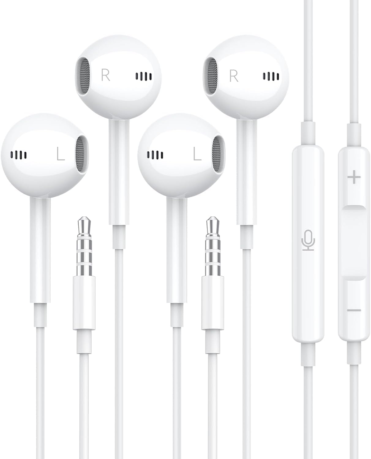 For Apple Earbuds Wired [Clear Call & No Noise], [MFi] 3.5mm Headphones with Microphone Volume Control HiFi Stereo Ear Buds for iPhone/iPad/Kindle/Weather Radio/Airplane [2 Pack] White