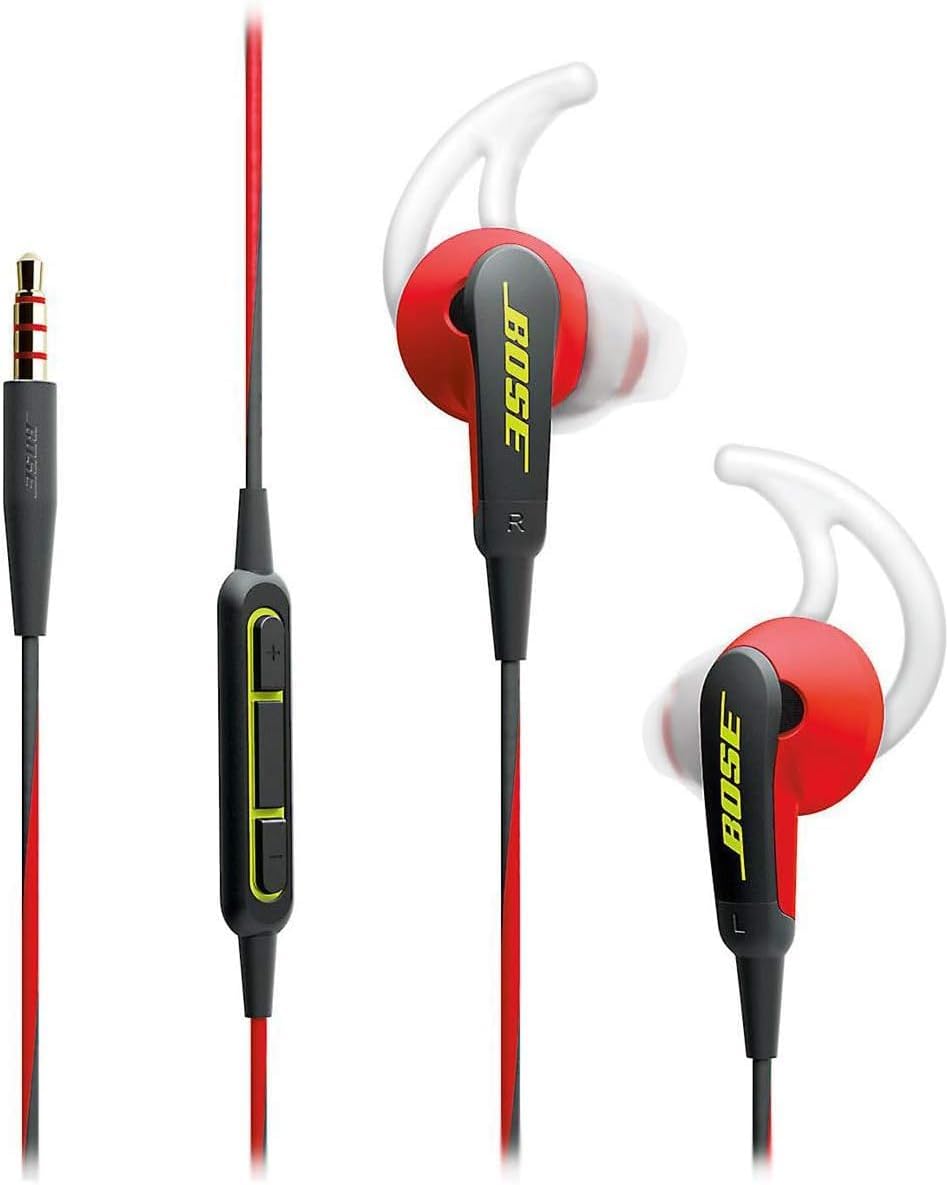 Bose SoundSport In-Ear Headphones w/Mic (Apple) (Red) (Renewed)
