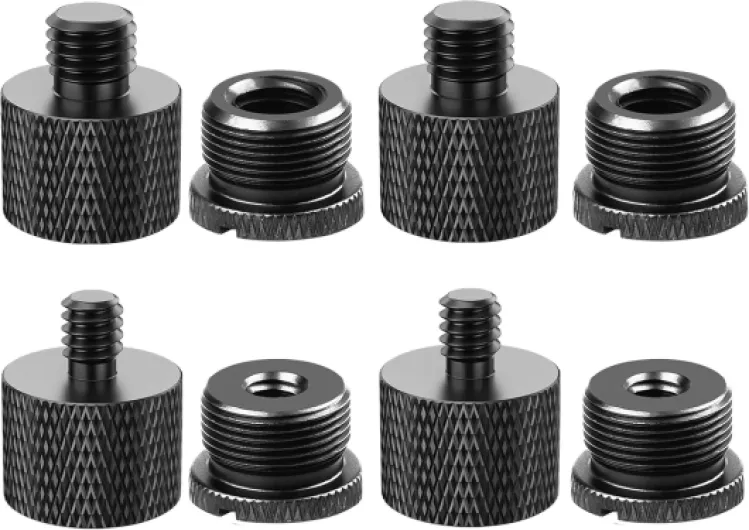 Mic Stand Adapter Set - 8 Piece Metal Mic Stand Adapter Kit - 3/8 to 5/8 & 1/4 to 5/8 Female to Male Thread Adapter - Boom Arm Adapter (2)