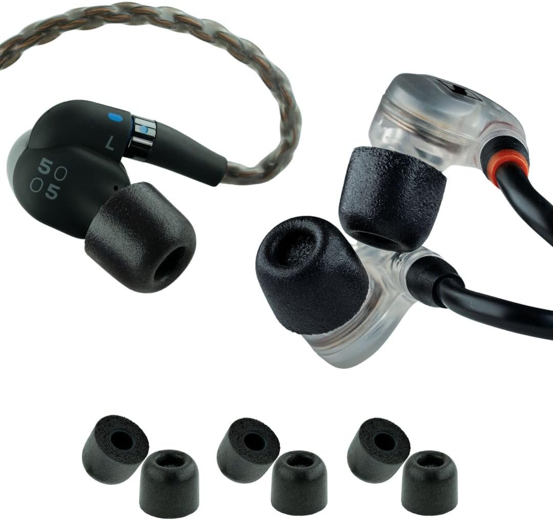 500 Core Series - Memory Foam Replacement IEM Ear Tips for KZ, Moondrop, FiiO Sennheiser & More - Superior Noise Isolation, Ultimate Comfort, Secure Fit - Black (S/M/L) (3 Pairs) Original Assorted (S/M/L)