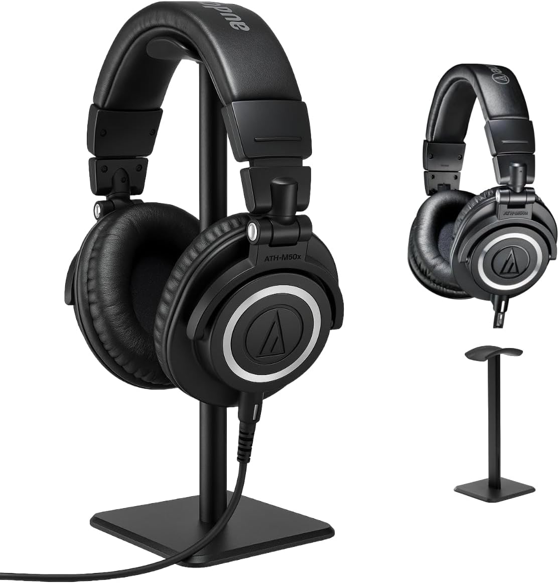 Audio-Technica ATH-M50x Professional Studio Monitor Headphones, Black - Bundled with Turnstile Audio Desktop Headphone Stand with Anti-Skid Silicone Base