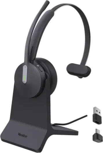 BH70 Mono Wireless Headset with Mic for Work, Bluetooth Headphone Teams Certified, up to 35h Talk Time, 91g Lightweight Comfort, USB-C to A Black Teams Mono + Stand (Type-C/A)