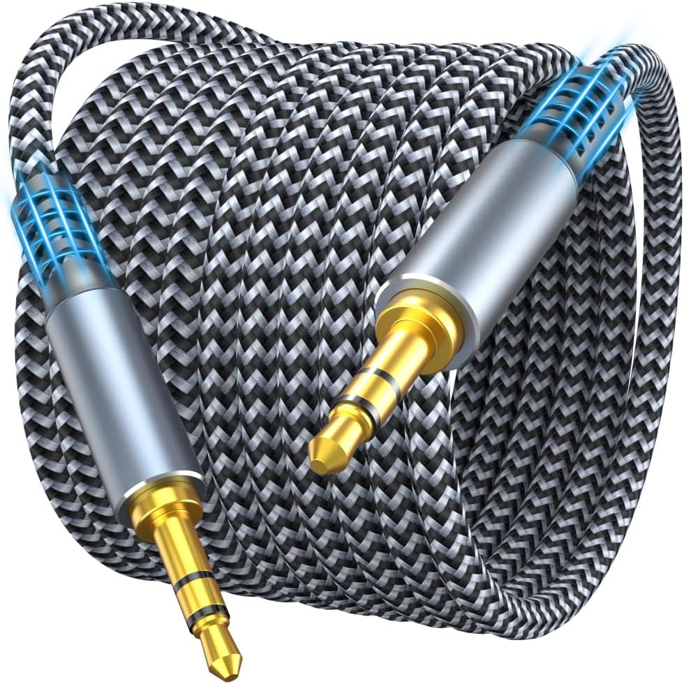 Aux Cord 4ft, 3.5mm Audio Cable - Nylon Braided 3.5mm Male to Male AUX Cable Cord for Car, Headphones, Home Stereos, Speaker