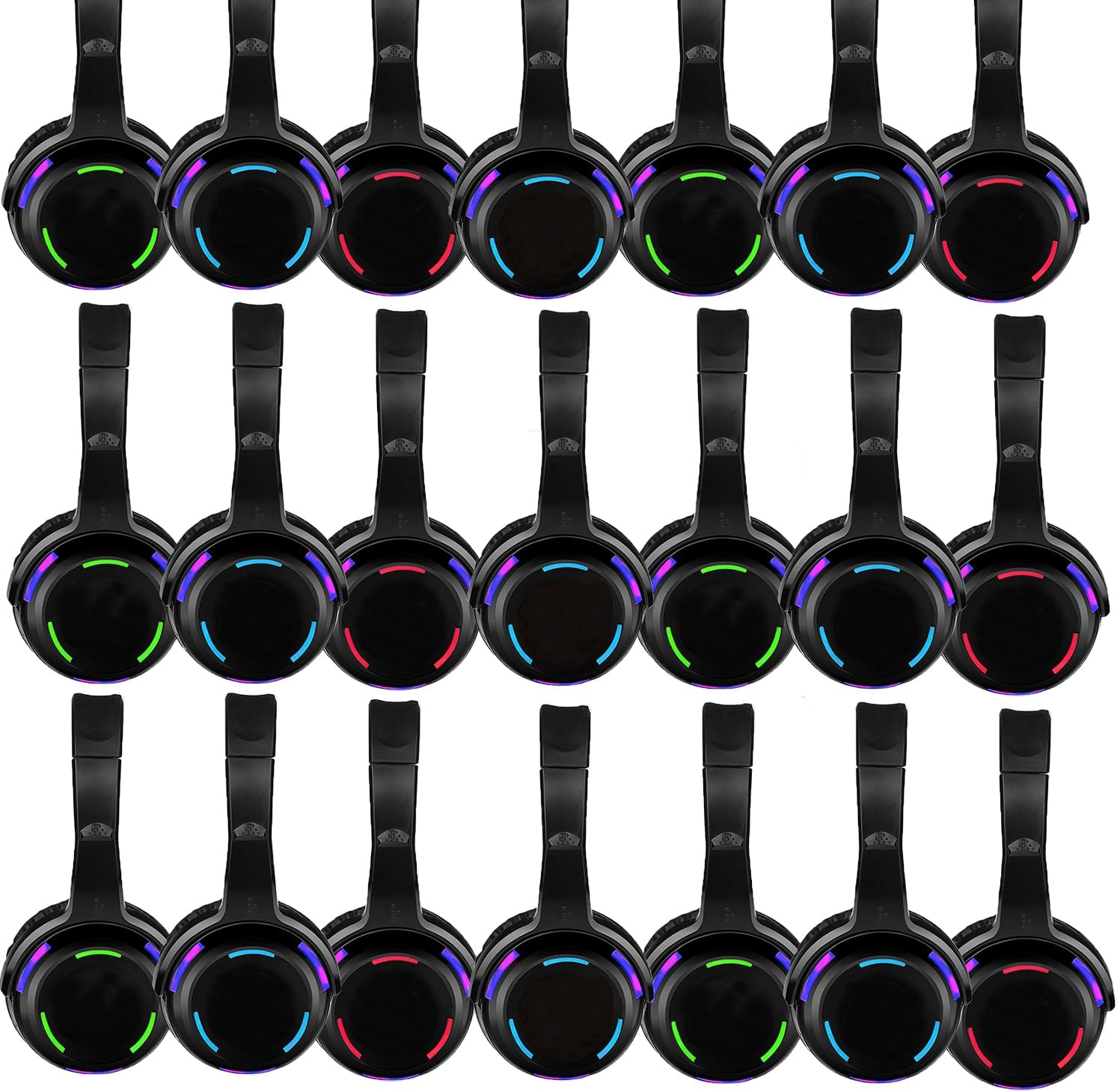 Professional Silent Disco LED Wireless Headphones and RF LED Silent Disco Earphones for iPod MP3 DJ Music Pary Club (30 led Headphone + 3 Transmitter)