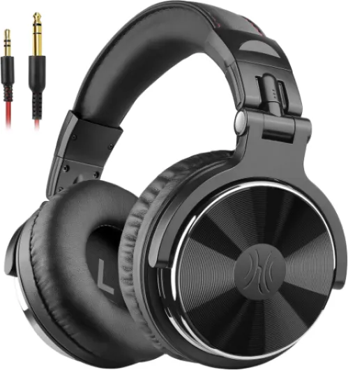 Wired Over Ear Headphones Hi-Res Studio Monitor & Mixing DJ Stereo Headsets with 50mm Drivers and 1/4 to 3.5mm Jack for AMP Computer Recording Podcast Keyboard Guitar Laptop - Black