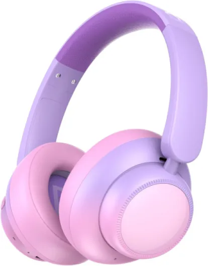 Active Noise Cancelling Headphones for Kids,60H Play Time,Bluetooth 6.0, Comfortable Fit, USB C Charging, Kids Bluetooth Headphones for iPad Tablet Airplane, Gradient Pink