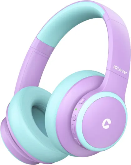 BTH26 Active Noise Cancelling Headphones for Kids, 60H Play Time, Safe Volume 80dBA, Type C Fast Charging, Bluetooth5.4, Kids Bluetooth Headphones with Mic AUX Cord for iPad Airplane, Purple