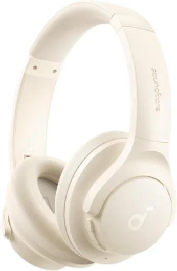 By Anker Q20i Hybrid Active Noise Cancelling Headphones, Wireless Over-Ear Bluetooth, 40H Long ANC Playtime, Hi-Res Audio, Big Bass, Customize via an App, Transparency Mode (White) Almond White