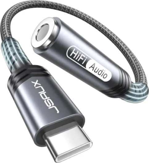 USB Type C to 3.5mm Female Headphone Jack Adapter, USB C to Aux Audio Dongle Cable Cord Compatible with iPhone 17 Pro Max/16 Pro/15, Samsung Galaxy S24/S23/S22 Ultra, iPad Pro, Pixel 9/8 Grey 1 x 0.6ft Grey