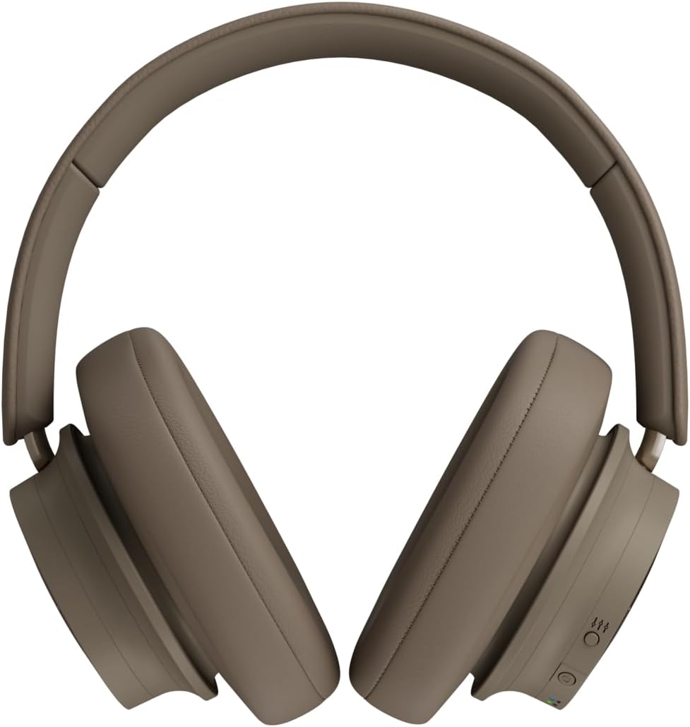 IO-12 Over-The-Ear Wireless/Wired Hi-Fi Headphones with ANC, Bluetooth AptX & Patented SMC Driver Technology, 35 Hours Battery Life - Mocha Grey