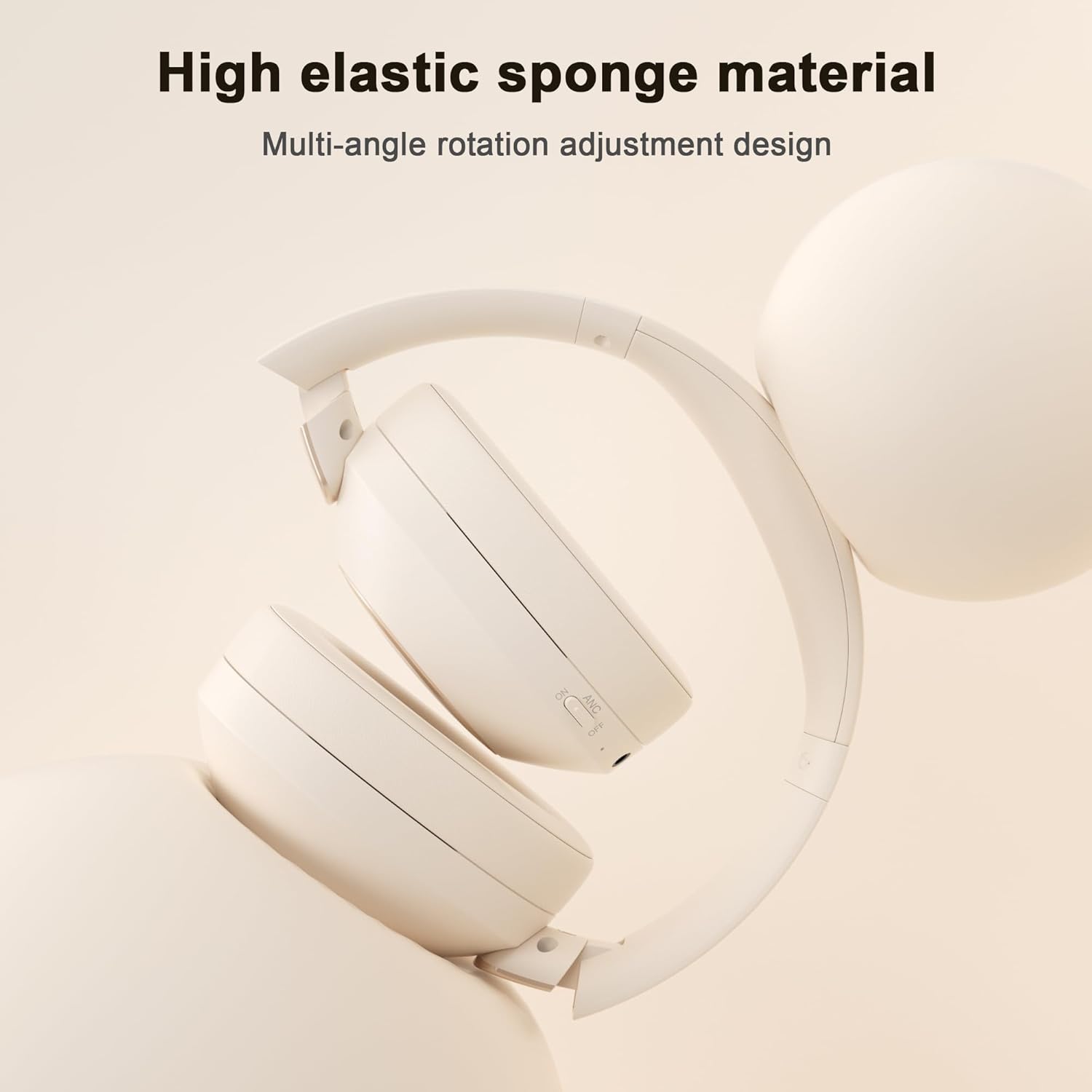 Headphones Wireless Bluetooth, 100H Playtime Active Noise Cancelling Headphone, Bluetooth Headphones with Microphone, Wireless Headsets with Deep Bass, Over-Ear Headphones with Fast Charging White
