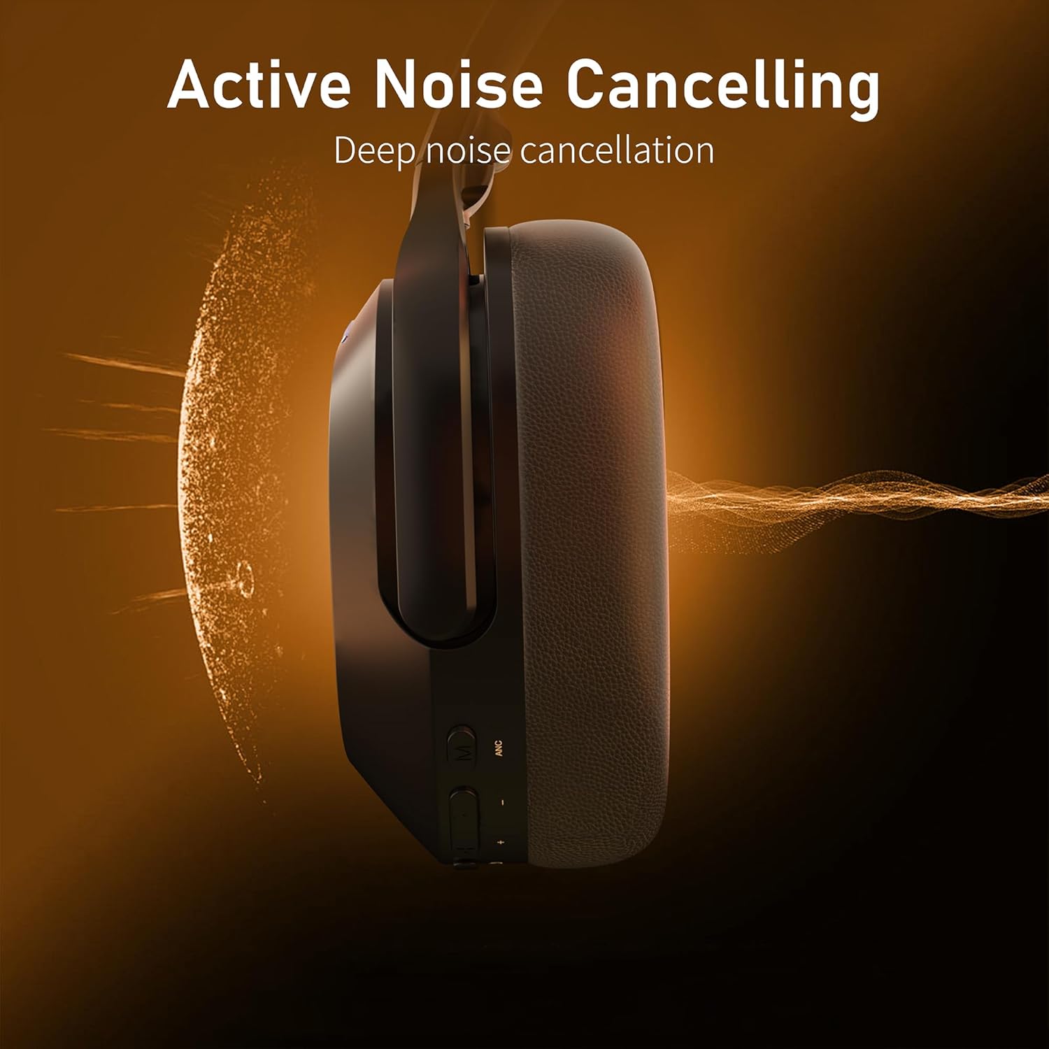 Active Noise Cancelling Headphones, Wireless Bluetooth Over-Ear Headphone with Microphone,120H Playtime, Foldable Overhead Headphones with Deep Bass, Fast Charging for Home Travel Office Black