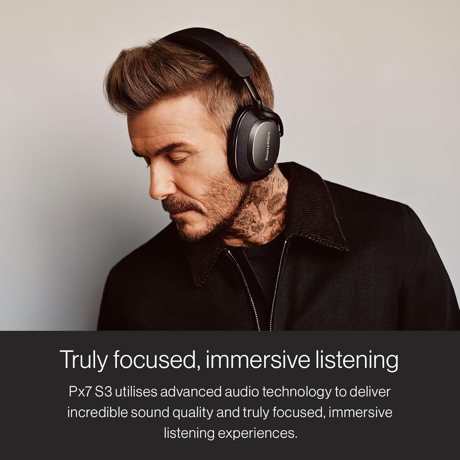 Bowers & Wilkins Px7 S3 Wireless Headphones, Noise Cancelling Over-Ear Bluetooth Headphones with aptX™ Adaptive, 8-Mic ANC, Fast Charging, 30-Hour Battery Life - Frost Blue
